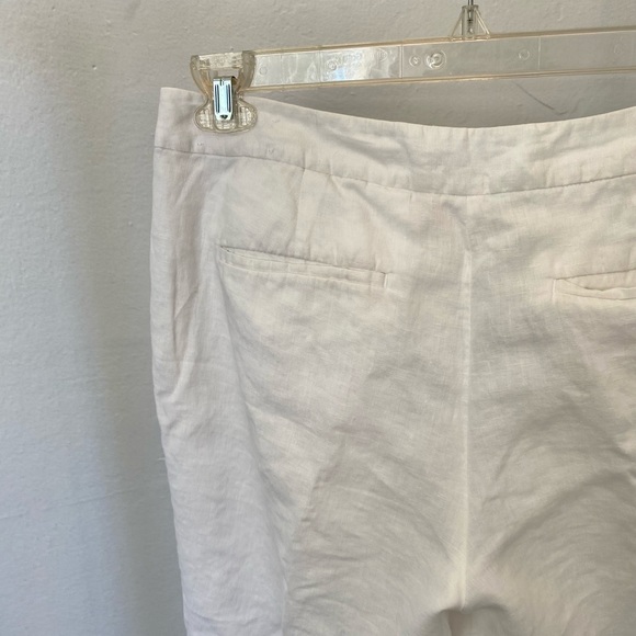 ANN TAYLOR LOFT WHITE LINEN TROUSER MARISA PANTS, LIKE NEW - Picture 4 of 5